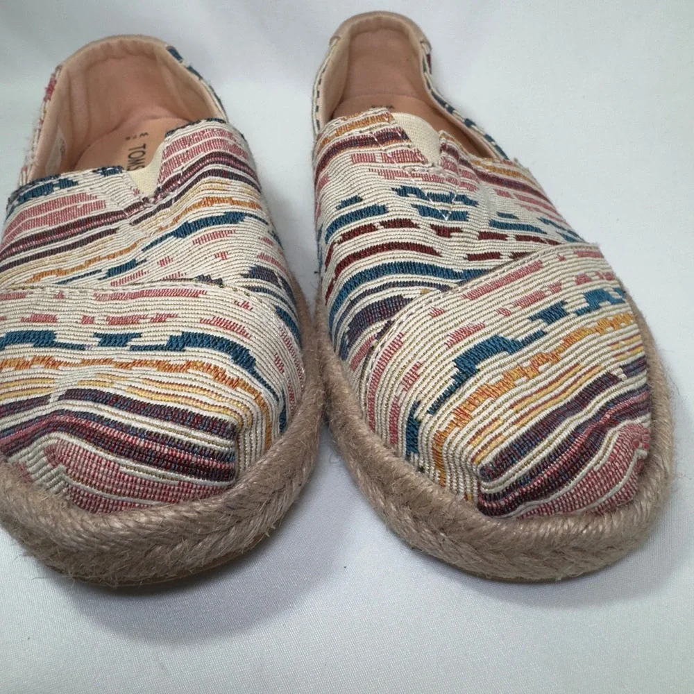 TOMS Women's‎ Espadrille Slip On Shoes Multi Color Woven Size 7.5
